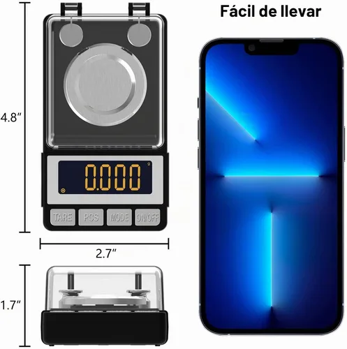 Vista 6 de Weightman - Báscula miligráfica de 1.76 oz/0.00 oz, báscula de recarga con 2 pesos de 0.71 oz Báscula de joyería de alta precisión con pantalla