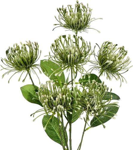 Vista 17 de Hollyone Flores artificiales azules de crisantemo de 33 pulgadas, 2 piezas, arreglo floral de mamá araña, flores artificiales grandes con 3 cabezas