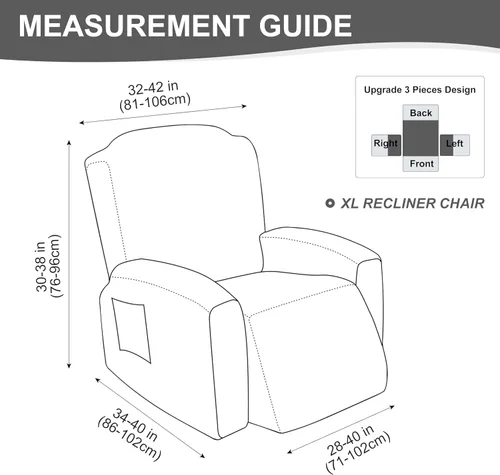 Vista 86 de Gennia Funda Impermeable para Silla Reclinable, Fundas Elásticas para Sofá Reclinable con Bolsillos, Fundas Lavables para Silla Reclinable Lazy Boy
