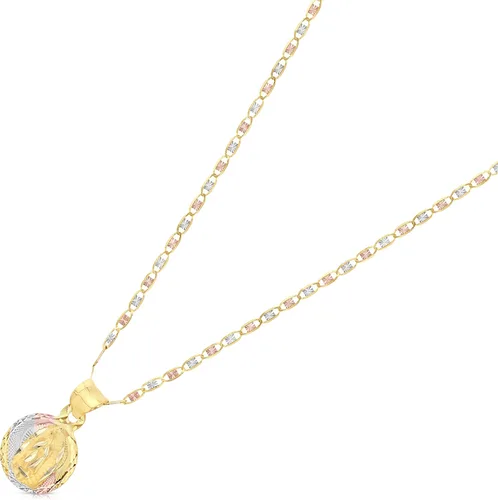 Vista 2 de Ioka Colgante de oro de 14 quilates con corte de diamante de Nuestra Señora de Guadalupe con collar de cadena de San Valentín de 0.059in