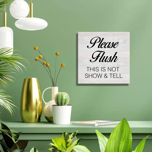 Vista 4 de Country Please Flush - Divertidas impresiones en lienzo para baño, decoración de pared, arte de humor para baño, pintura enmarcada de 8 x 8