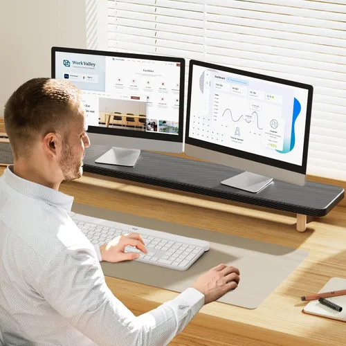 Vista 6 de Soporte Dual para Monitor - Elevador de Soporte para Monitor de Madera Grande de 39 Pulgadas, Soporta 220 libras Soporte Ultra Fuerte para 2