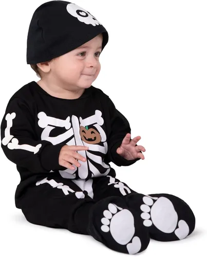 Vista 2 de Spooktacular Creations Disfraz unisex de esqueleto para bebé para Halloween disfraz de esqueleto espeluznante