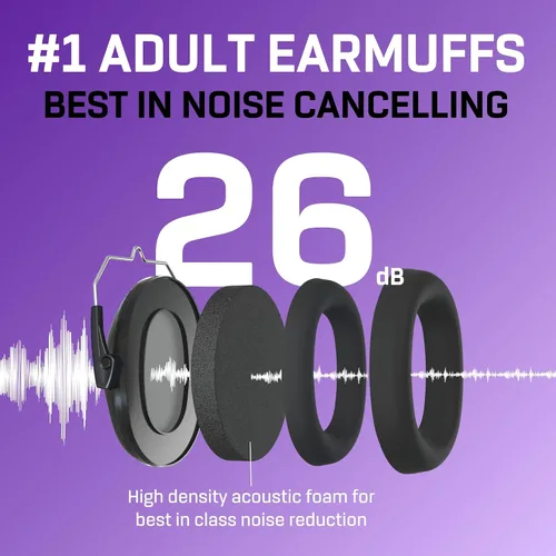 Vista 3 de Vanderfields Auriculares de Protección Auditiva - 26dB - Protección Auditiva para Tiro de Rango - Orejeras con Cancelación de Ruido para Adultos