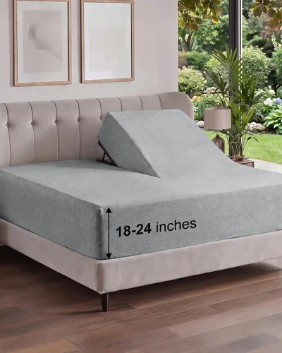 Vista 147 de Sábana bajera ajustable extra profunda Twin XL – Sábana bajera individual de lujo de hotel solamente – Se adapta fácilmente a colchones de 18 a 24