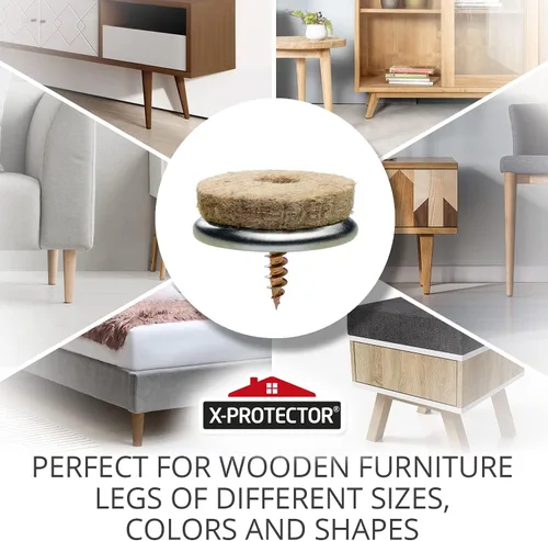 Vista 2 de Almohadillas de Fieltro Atornillables para Muebles X-Protector 24 PCS – Protectores de Piso de Patas de Silla de 0.95" para Pisos de Madera Dura