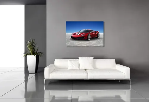 Vista 2 de Ferrari 488 Pista - Lienzo decorativo giclée Galería profesional estilo envolvente y listo para colgar fotos en lienzo galería Wrap Wall Display.