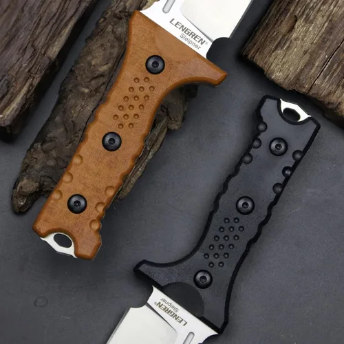 Vista 5 de Hippo Sleipner - Cuchillo fijo de acero de espiga completa de 11 pulgadas, mango de lino con funda Kydex (negro + negro)