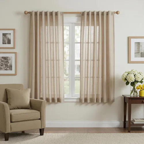 Vista 83 de MYSKY HOME Cortinas naturales de puerta francesa para ventana de puerta, 40 pulgadas de largo, cortas, semitransparentes, filtrantes de luz