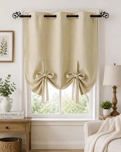 Vista 22 de Pony Dance Cenefa Enrollable Beige - Cenefa de Ventana para Cocina Cortina Enrollable con Ojales para Decoración del Hogar Cenefa Ajustable, 42''An