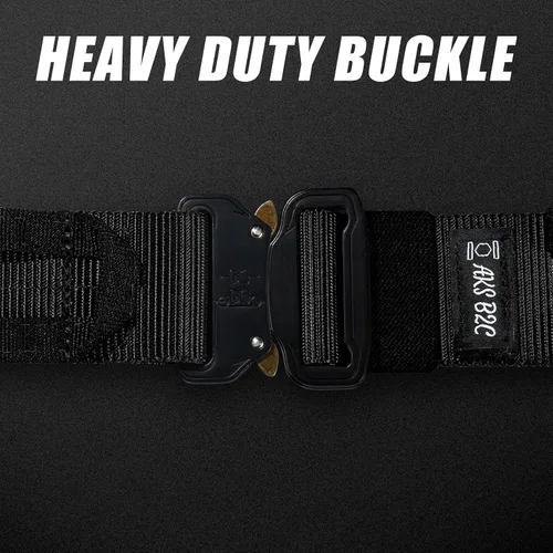 Vista 3 de Tactical Belt with Buckle Molle Belt Security Utility Belt with Pouch Heavy Duty Battle Belt with Premium Pouch Negro