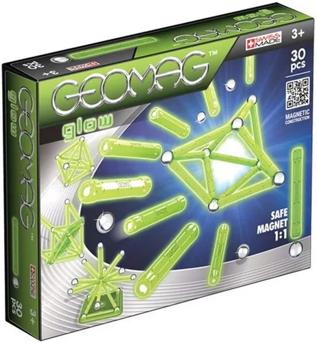 Vista 2 de Geomag Kit Glow - Juego de construcción magnética de 104 piezas que brillan en la oscuridad