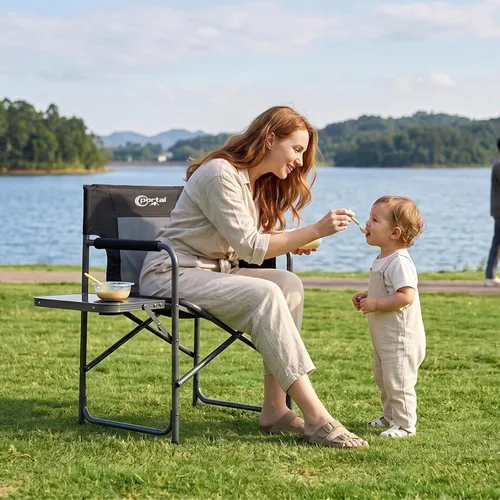 Vista 2 de Portal Silla de directores sillas de camping para adultos con mesa auxiliar, sillas plegables para adultos, sillas de director plegables para sillas
