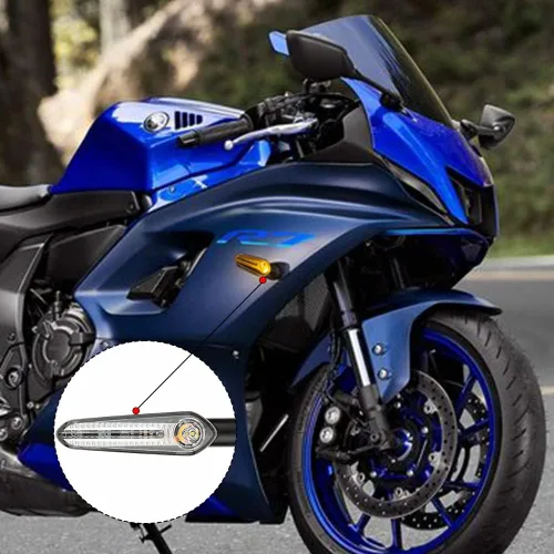 Vista 3 de Indicadores LED de Señal de Giro Delanteros y Traseros Compatibles con Yamaha YZF R1 R3 R6 R7 R9 R15 R25 YBR 125/250, MT-125/-07/-10, FZ-25/-010