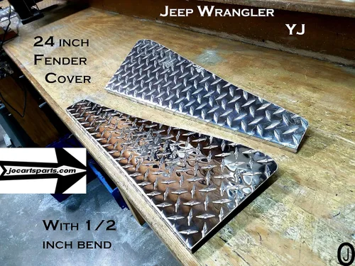 Vista 3 de Se adapta a Jeep Wrangler YJ Placa de diamante de aluminio 24 cubiertas largas de guardabarros con curva