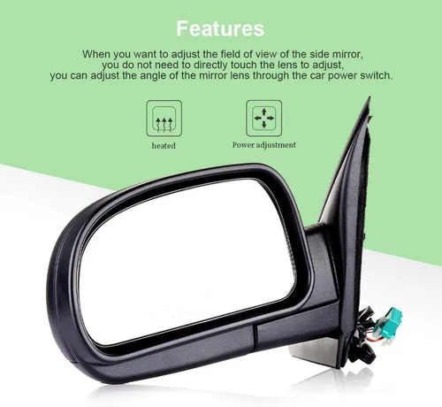 Vista 4 de SCITOO Espejo retrovisor lateral para el lado del conductor compatible con Chevy Trailblazer 2002-2009, 2002-2006 para GMC Envoy, plegado manual