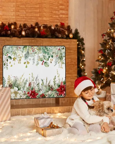 Vista 66 de Cubierta magnética azul para chimenea, detiene la pérdida de calor, pantalla de chimenea para interiores, bolas de gnomos de Navidad, árbol de copo