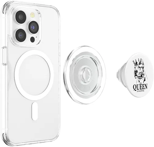 Vista 4 de Funny Dogo Argentino with crown Queen dog mom dog PopSockets MagSafe PopGrip for iPhone