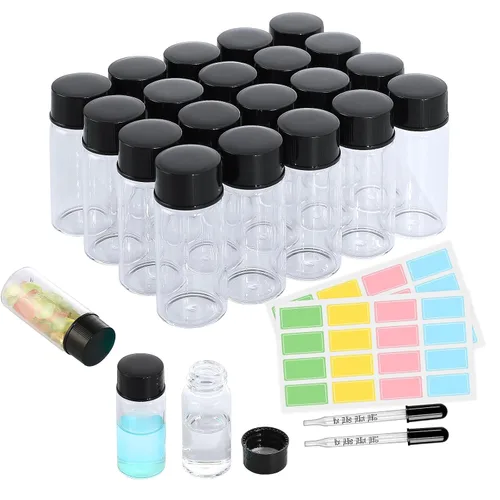 Vista 14 de Paquete de 20 Frascos de Vidrio Transparente de 0.135 fl oz con Tapas de Rosca, Frascos Pequeños para Líquidos para Aceite Esencial