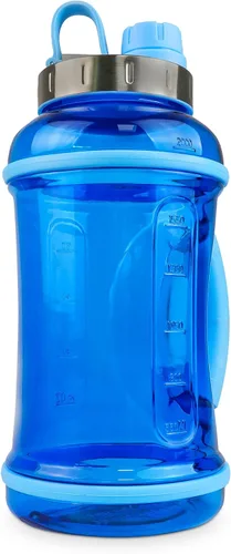 Vista 2 de Flash Popup Botella de agua deportiva de 70 onzas con tapa giratoria, botella azul a prueba de fugas
