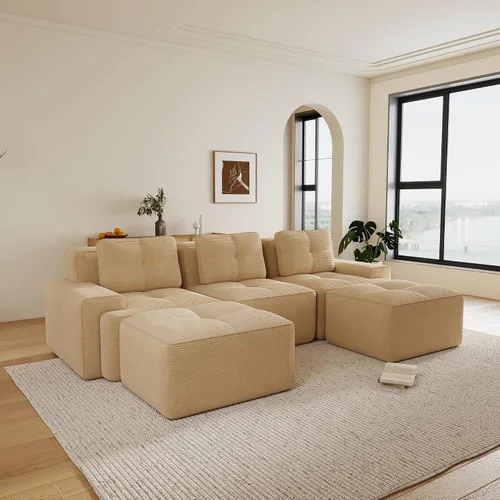 Vista 52 de Sofás seccional modular de 80" sin huesos modernos para sala de estar, juego de sofás comprimidos de 2 plazas con asiento profundo, sin necesidad