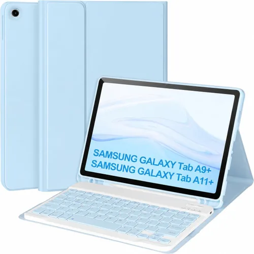 Vista 10 de Funda con teclado para Samsung Galaxy Tab A9+/Plus 11'' 2023(SM-X210/X216/X218), funda con teclado para Samsung Tab A9+ con soporte para S Pen