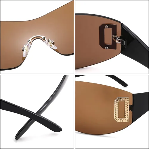 Vista 4 de gentlemaker Trendy Rimless Y2K Sunglasses for Women Men,Wrap Around Stylish Shield Frameless Sunglasses