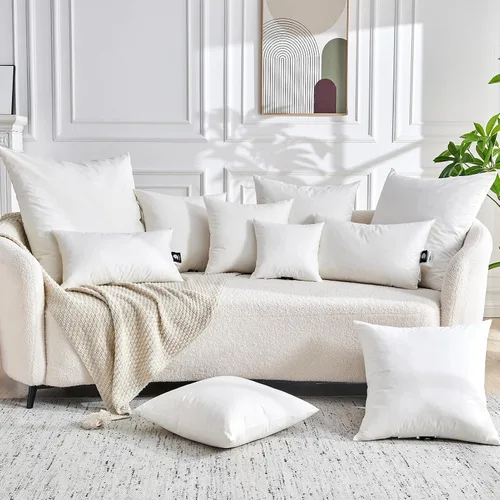 Vista 2 de TOPGREEN Rellenos de Almohada de Plumas y Plumón 12 x 12 pulgadas, Juego de 2, Funda de Algodón 100% Orgánico, Almohadas Decorativas Cuadradas