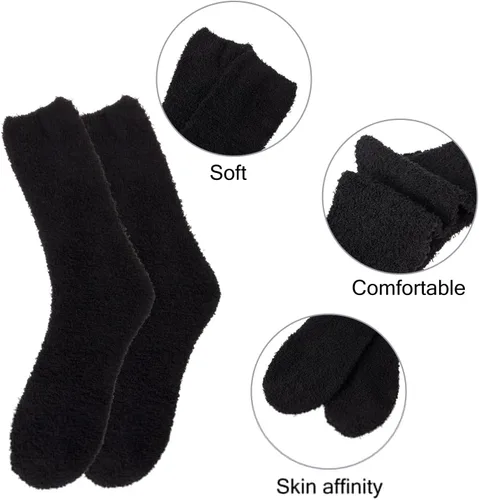 Vista 3 de YSense 5-6 Pairs Mens Fuzzy Socks Winter Slipper Fleece Socks Men