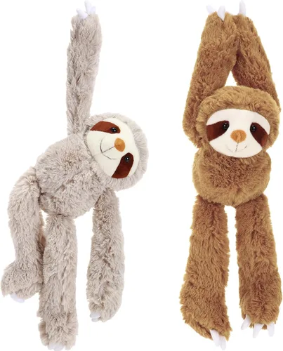 Vista 7 de Queekay 2 Paquetes de Peluches de Perezoso Colgantes de 18 Pulgadas, Perezoso de Tres Dedos con Manos de Velcro para Adolescentes y Adultos, Regalos