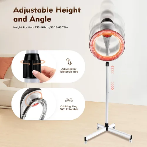 Vista 5 de YIYIBYUS Secador de pelo de pie, procesador profesional giratorio orbitante para teñir el cabello, tratamiento con aceite, secado de cabello, Gris