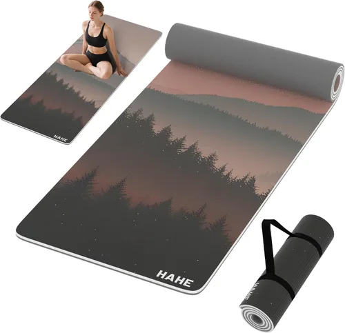 Vista 10 de HAHE Tapete de yoga grueso (8MM, 1/3 pulgadas), tapete de yoga antideslizante POE, ecológico, alto rebote y absorción de golpes, antidesgarros