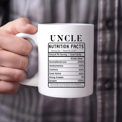 Vista 7 de Panvola Uncle Nutrition Facts Label From sobrino Hermano Hermana Día del Padre Nuevos tíos Divertidos Familia Reunión Taza de café de cerámica 11oz