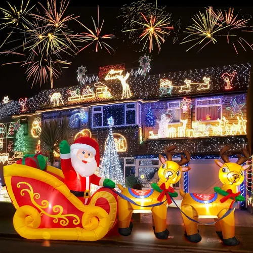 Vista 13 de Kalolary Árbol de Navidad inflable de 20 pies con luz LED, inflable gigante para exteriores, decoración al aire libre para fiestas, patio, césped
