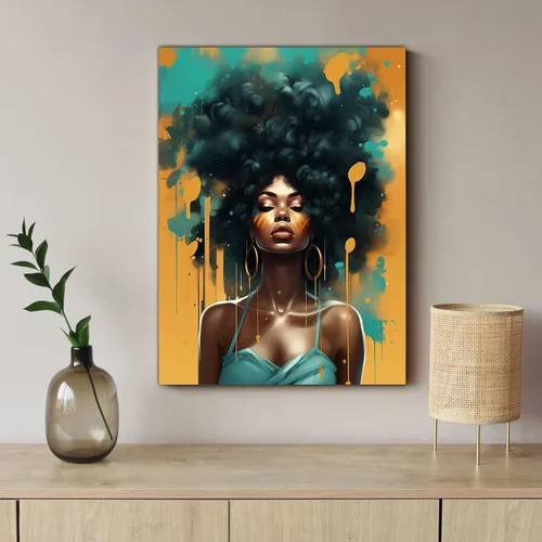 Vista 24 de Arte de pared afroamericano, decoración de rey y reina bailarín negro para sala de estar, arte de pareja de amor negro para dormitorio, lienzo