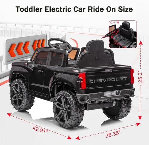 Vista 2 de 12V Camioneta de Juguete Eléctrico para Niños con Batería, 4 Ruedas, con Control Remoto para Padres, Chevrolet Silverado, Camiones para Niños