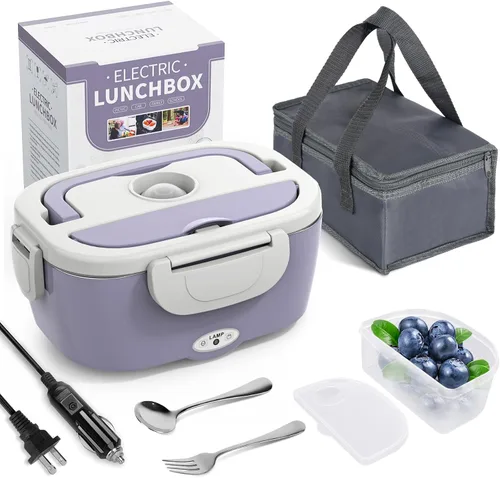 Vista 10 de Herrfilk Lonchera eléctrica, calentador de alimentos 3 en 1 ultra rápido para adultos, calentador de alimentos portátil 12V/24V/110V