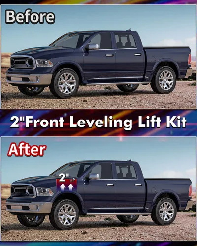 Vista 7 de FLYCLE Kits de elevación de nivelación delantera de 2 pulgadas para Ram 1500 1994-2018 2WD, Ram 2500/3500 2WD 1994-2013, eleva la parte delantera