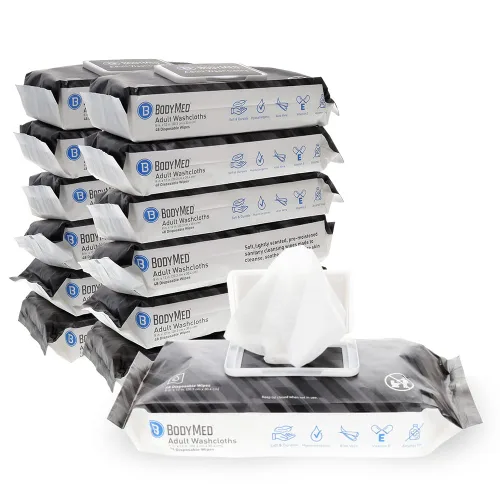Vista 7 de BodyMed Toallitas desechables para incontinencia para adultos, 48 toallitas por paquete (1 unidad), paños prehumedecidos e hipoalergénicos