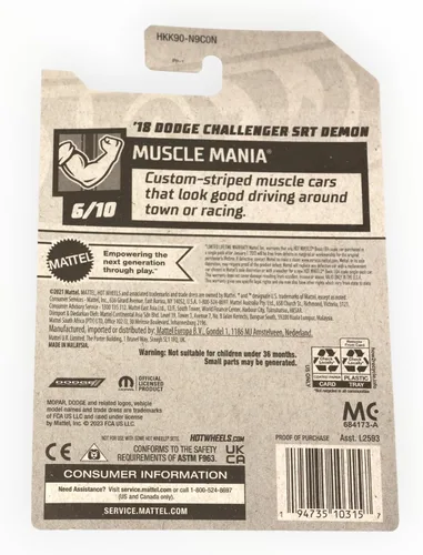 Vista 2 de Hot Wheels Dodge Challenger SRT Demon '18, Muscle Mania 6/10 [Negro] 151/250