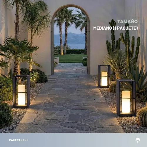 Vista 5 de Faroles solares para exteriores impermeables IP65, lámpara de pie LED para exteriores