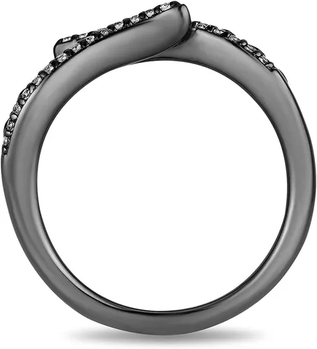 Vista 4 de Enchanted Disney - Anillo de plata de ley con rodio negro de 16 quilates de diamante maléfica, Plata de ley