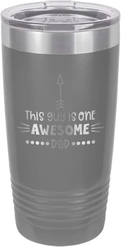Vista 15 de This Guy Is One Awesome Dad Black Vaso de bebida de 20 oz con pajita Taza de viaje grabada con láser Comparar con Yeti Rambler Idea de regalo