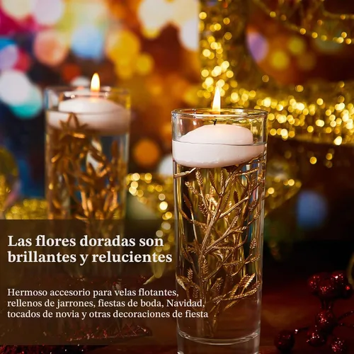 Vista 4 de WILLBOND 30 piezas de flores artificiales para velas flotantes, flores flotantes, rellenos de jarrones para centros de mesa, mini relleno de flores