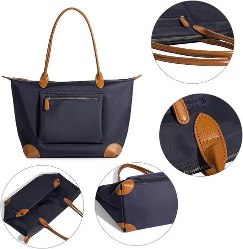 Vista 6 de DORIS&JACKY Bolso Tote de Diseñador para Mujeres Grande Ligero de Cuero Nylon Bolso de Hombro para Trabajo y Cartera de Viaje Plegable Large