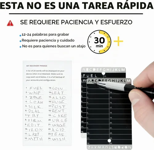 Vista 4 de Crypto Seed Bank - Frase de semilla de metal para 24 palabras Crypto Wallet