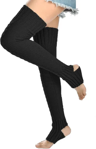 Vista 3 de SherryDC Women's Cable Knit Leg Warmers Thigh High Socks Over Knee High Boot Stockings