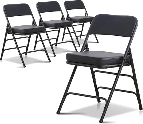 Vista 14 de BOOSDEN Sillas plegables acolchadas azules, silla plegable con cojín grueso