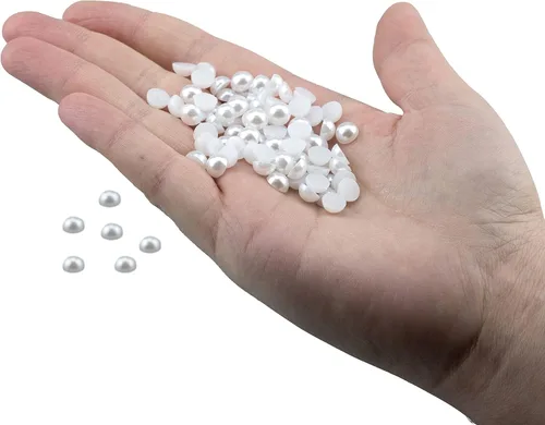 Vista 7 de 2000 piezas de perlas de 0.315 pulgadas para manualidades, perlas blancas de espalda plana, cabujón medio redondo, perlas de imitación de perlas