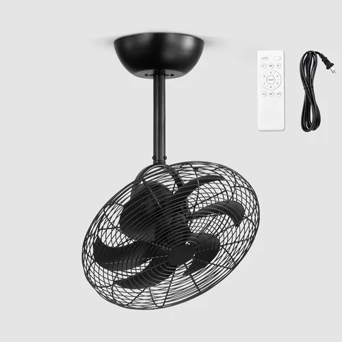 Vista 8 de LEDIARY Ventilador pequeño de montaje en pared de 10 pulgadas y control Nogal